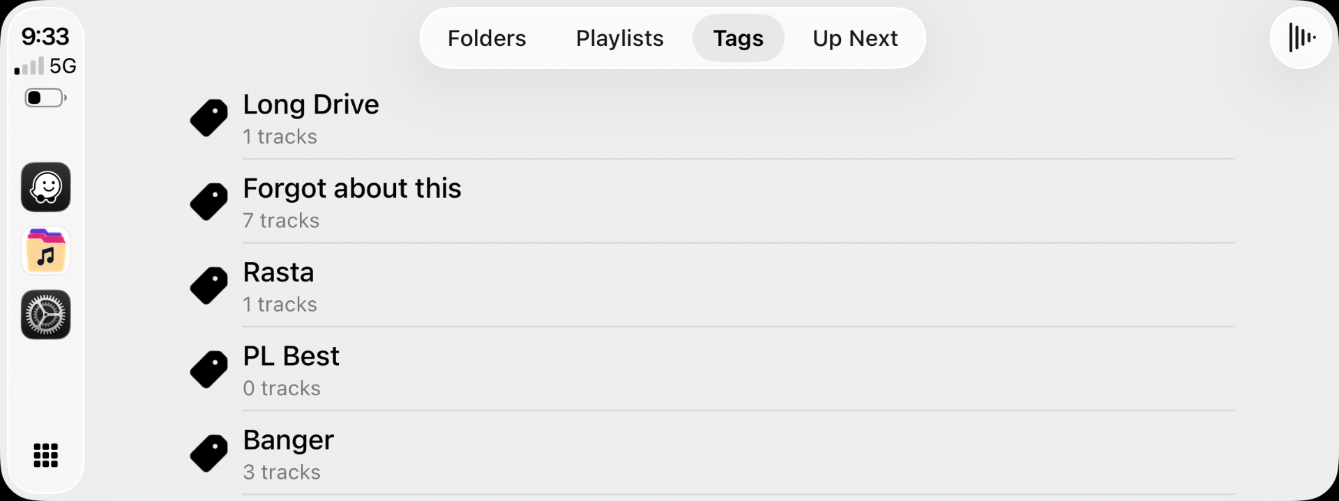 CarPlay Tags tab